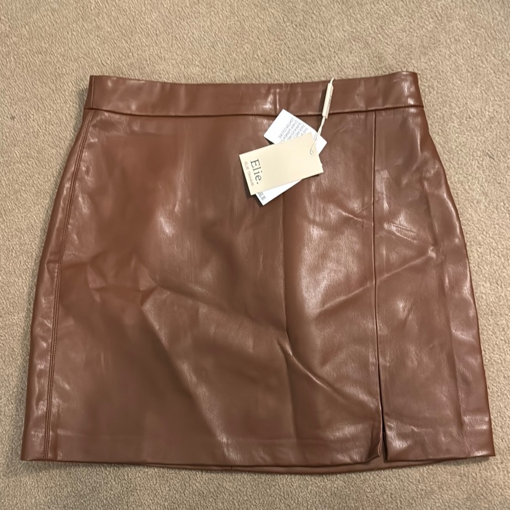 Elle Brown Leather Skirt